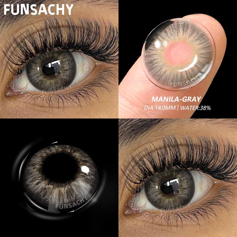 FUNSACHY 1pair Colorcon Colored Contact Lenses for Eyes Fashion Beauty Pupils Blue Lens Natural Cosmetic Makeup Lenses Yearly
