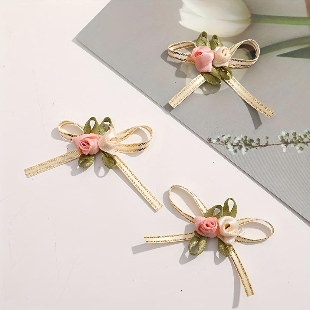 50 шт. Элегантные розовые банты с цветочными акцентами, смешанные цвета для DIY-поделок и упаковки подарков - Идеально для свадеб, праздников, дней рождения и домашнего декора