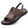 Сандалии Мужские Новые Пляжные Туфли Шлепанцы из Коровьей Кожи Уличные Нескользящие Толстоподошвенные Кожаные Сандалии для Мужчин Нескользящие С Закрытым Носком Модные C