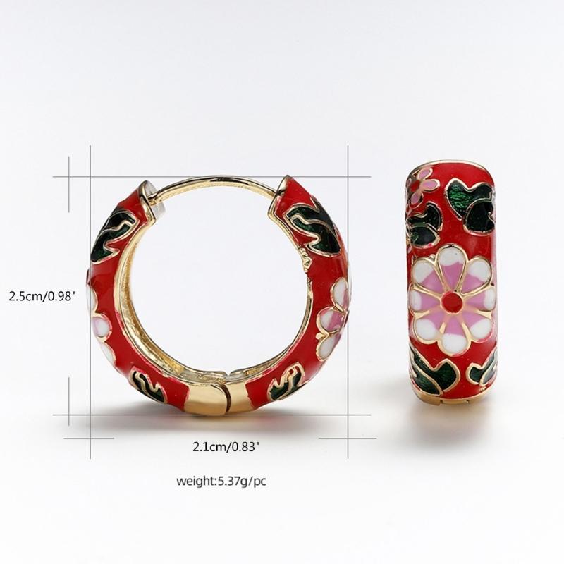 Colorful Circle Drop Earrings Cartilage Huggie Hoop Earrings Geometric Shaped Ear Rings Stylish Accessories for Women