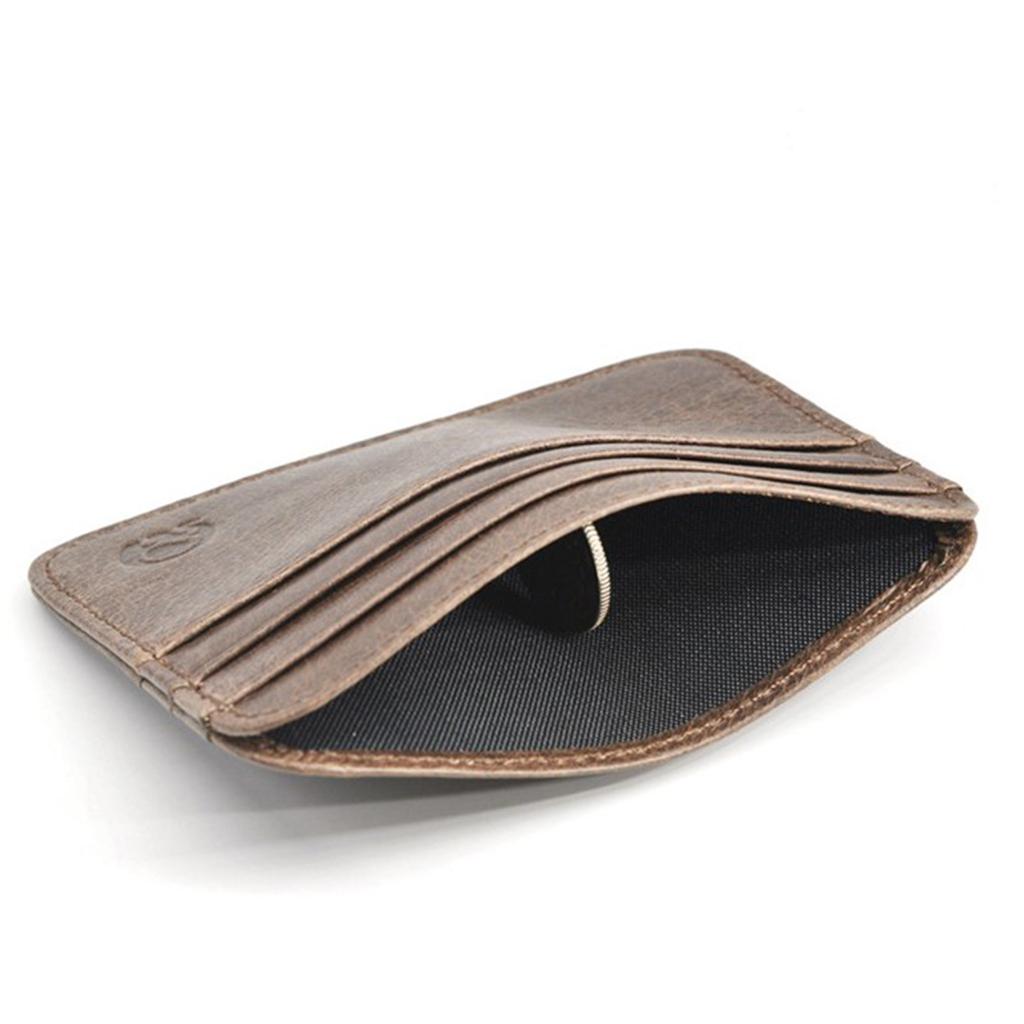 Кожаный мужской и женский кошелек с 6 отделениями для карт, кошелек для монет, небольшой держатель для карт, винтажный кошелек с блокировкой RFID и передним карманом