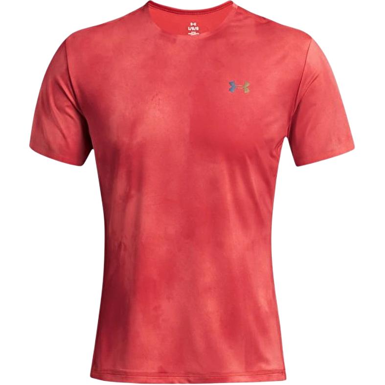 Under Armour UA Vanish Elite Logo Tie-Dye Print Дышащая тренировочная футболка с круглым вырезом для мужчин, красные 1383669-814