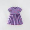 Юбка для девочек, летнее, новое повседневное детское платье с круглым вырезом и короткими рукавами для маленьких и средних детей