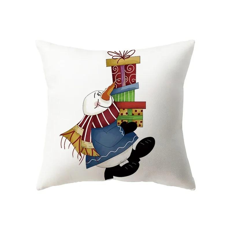 Cute Santa Claus Merry Christmas Printed Pattern Cushion Cover Home Living Room Sofa Decoration Polyester Pillow