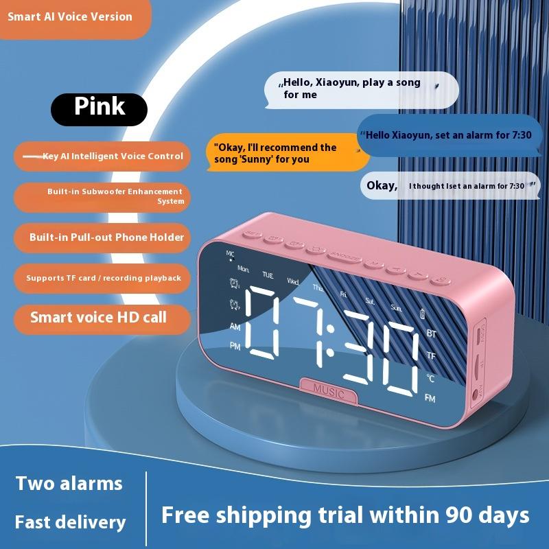 Smart Bluetooth Speaker Electronic Multi-function Clock Student Wake Up Alarm Clock Artifact Wireless Small Speaker High Sound Quality