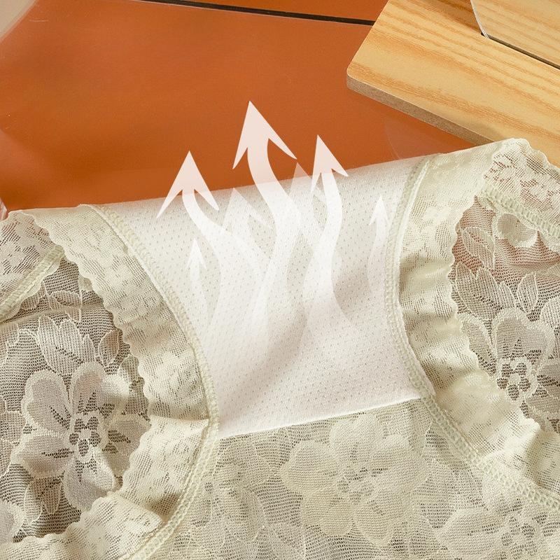 Lingerie Sexy Lace Underwear Women's Mid Waist Summer Lightweight Seamless Women's Underwear Mulberry Silk Antibacterial Breathable Crotch