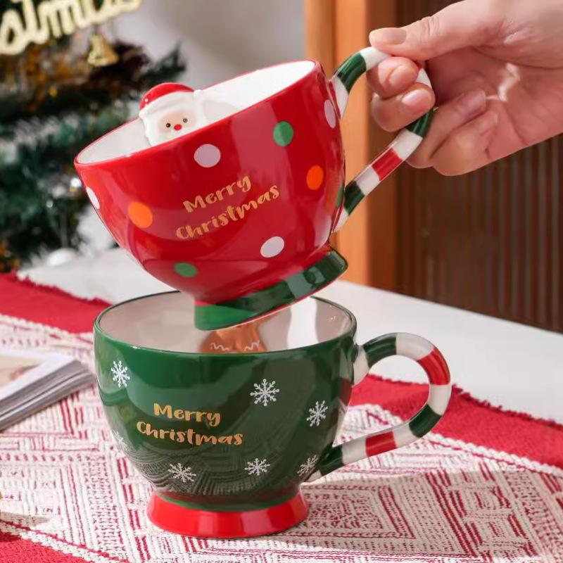 Christmas Coffee Mug Cartoon Ceramic Cup Creative Gift for Breakfast Xmas Holiday
