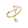 ZHUKOU Simple Heart Finger Chain Rings Pull Adjustment Finger rings for women Tassel charms chains rings VJ471