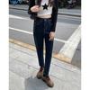 Jeans women's large size straight spring new loose high waist thin nine points small pipe pants