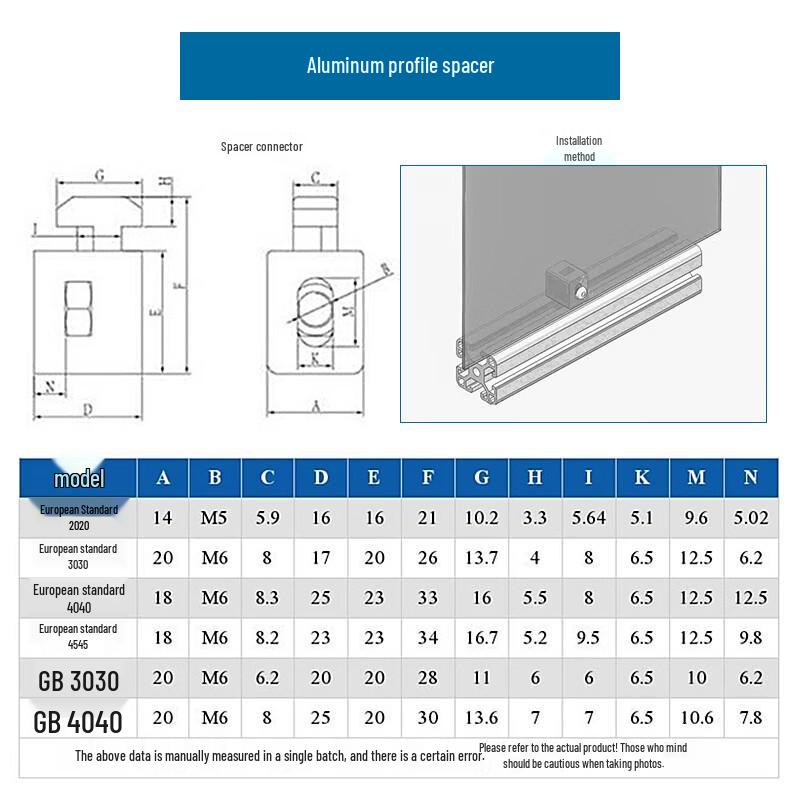 JINGGONG European Standard Aluminum Profile Spacer Kit