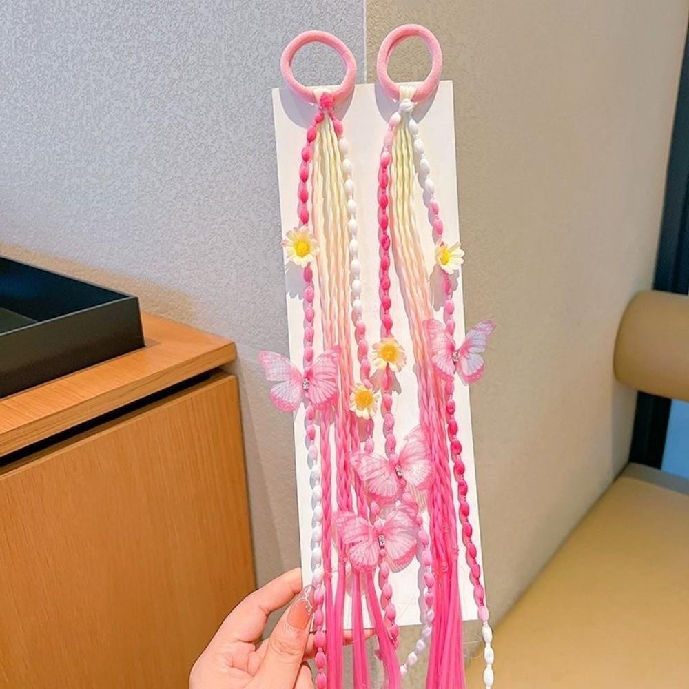 Sweet Colorful Wigs Ponytail Rubber Band Adjustable Hair Ornament Fashion Braided Head Rope Party