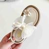 Designer Ribbons Sandals for Girls Beaded Flip Flop Evening Party Dress Shoes Tulle Bow-tie Child Shoes Girl Sandal I06034