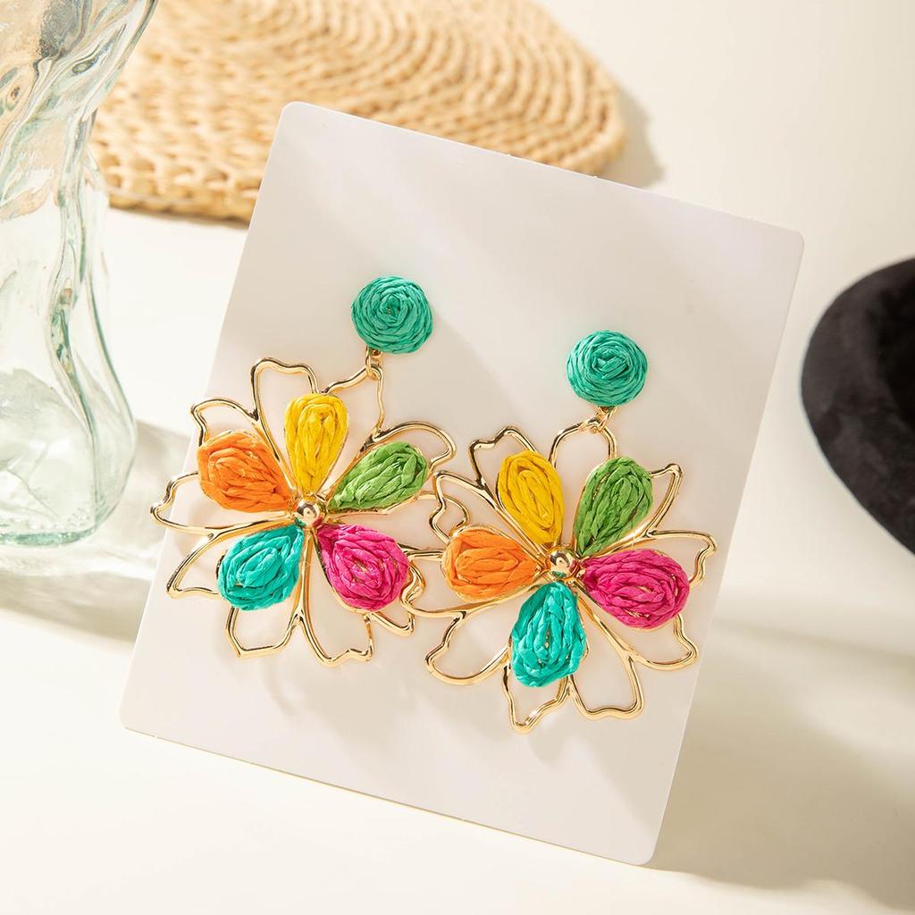 Серьги-подвески из свежей, нежной, красочной травы Лафита в виде плетеного цветка в стиле морского отпуска, универсальные, персонализированные серьги, ювелирные изделия