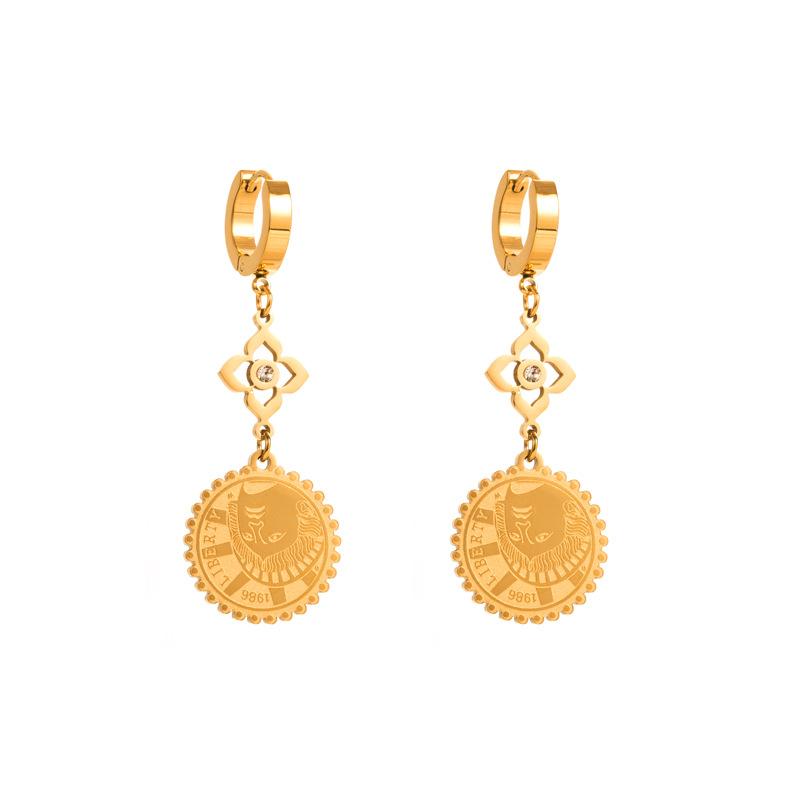 Женские простые серьги-капли в форме любви, серьги-подвески из нержавеющей титановой стали, круглые серьги с кристаллами золотого цвета, геометрические украшения для ушей