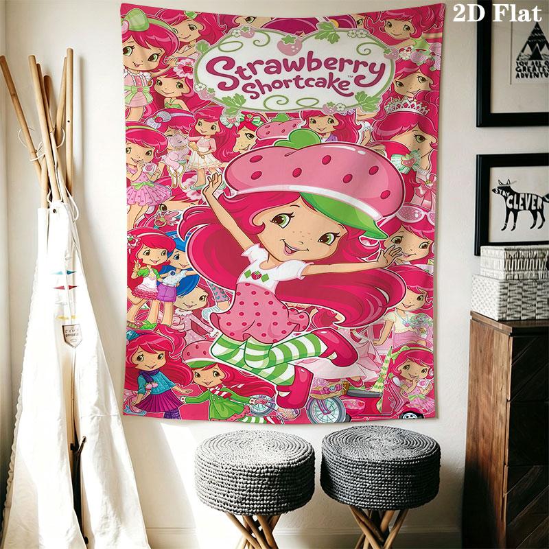 Strawberry Shortcake Wall Hanging Printed Fabric Blanket Decorative Tapestries for Bedroom Living Room Home Decor