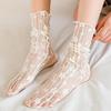 Women Sexy Lace Flower Fashion Ultra-thin Transparent Summer Japan Style Hollow Mesh Crew Socks Harajuku Retro Long Kawaii Socks
