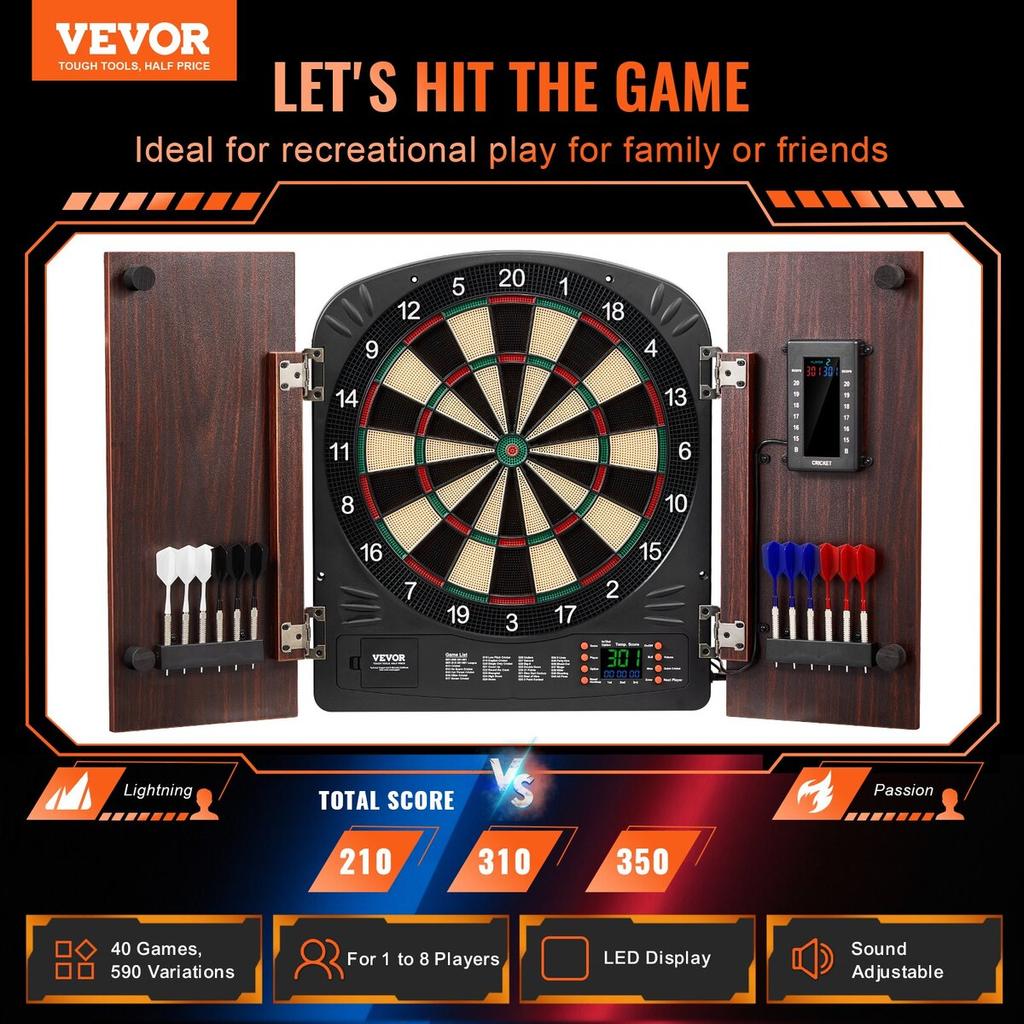 Dartboard and Cabinet Set Complete with All Accessories Easy Assembly