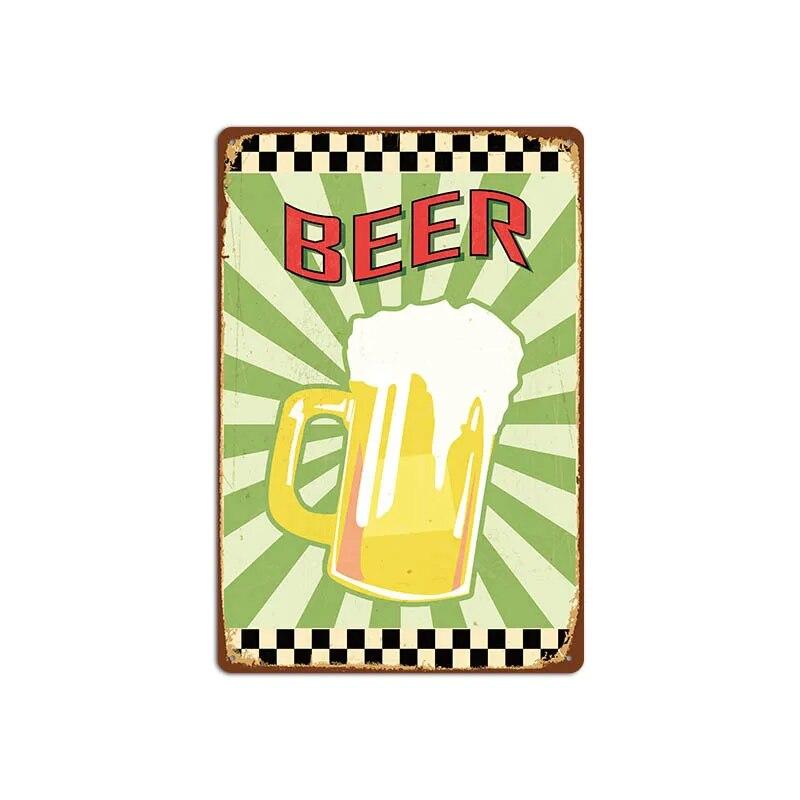 Vintage Cold Beer Metal Tin Sign 2023 New Iron Sheet Bar Background Wall Decoration Painting American Frameless Decorations