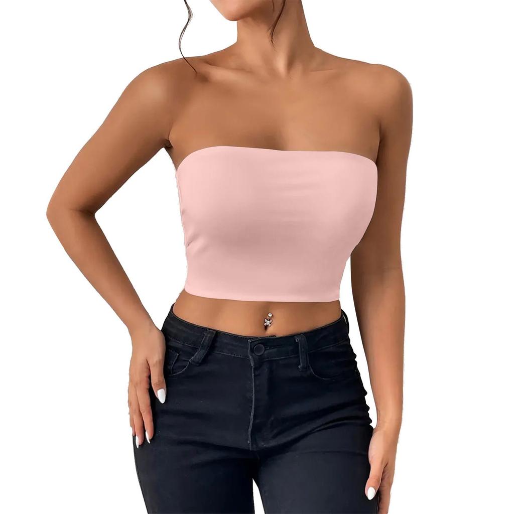 Women's Fashion Sexy Neckless Slimming Tank Top Outer Wear Solid Color Tank Top