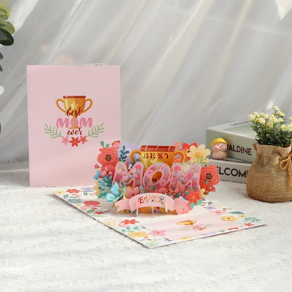 Paper Greeting Cards Pop Up Flower Bouquet Card New Handmade Card Mother's Day