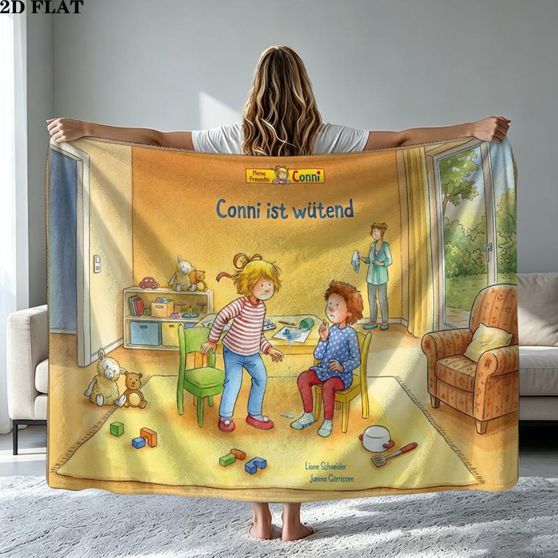 Conni Print Flannel Blanket High Quality Warm Comfortable Cover for All Seasons Perfect for Gifts Home Decor