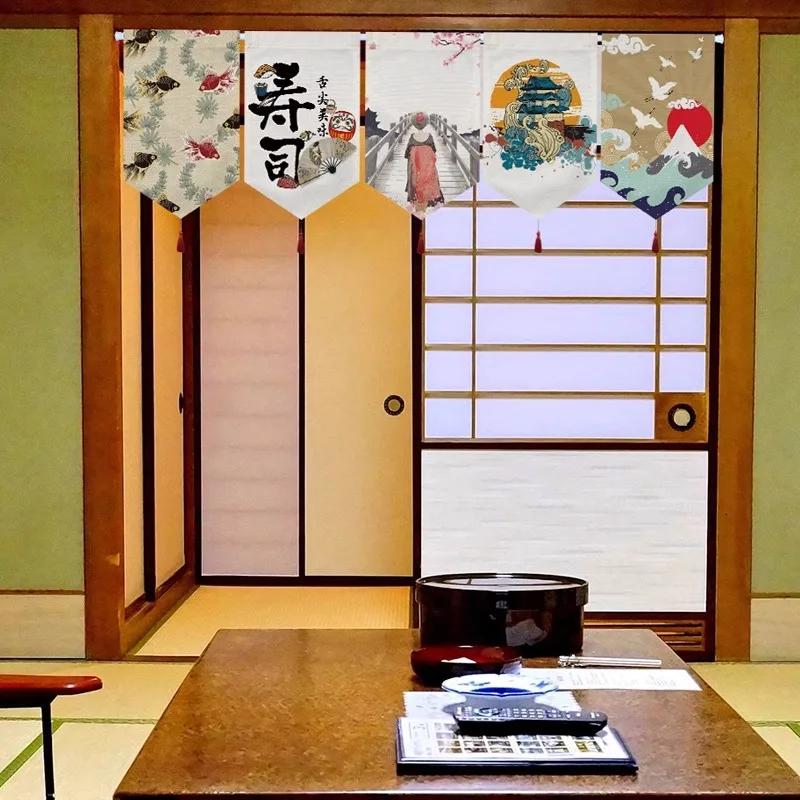 Японский современный приливный подвесной занавес Izakaya суши ресторан магазин короткая занавеска домашний треугольный флаг кухонный дверной проем декор