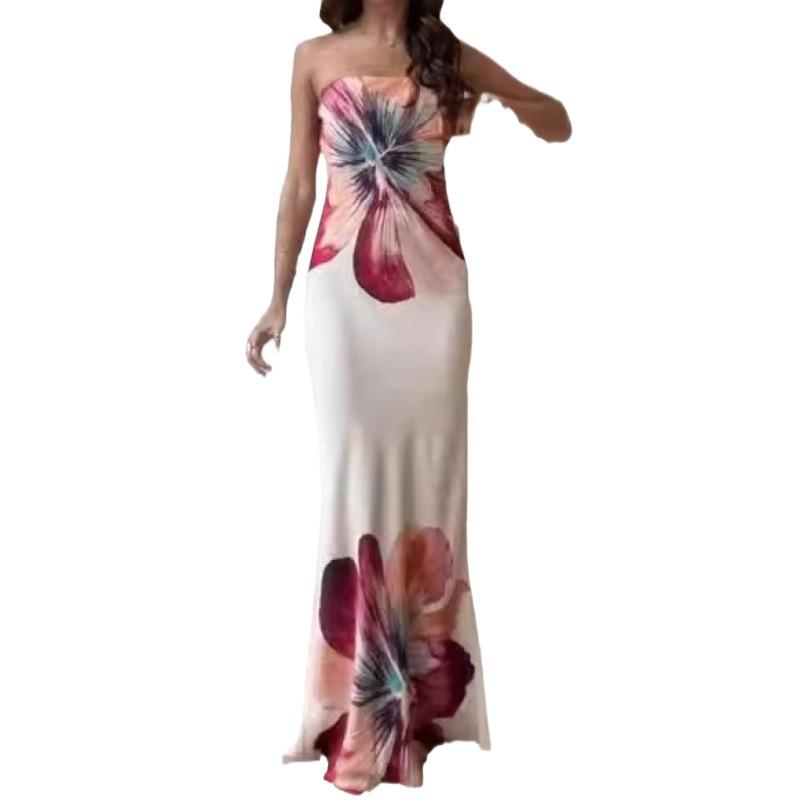 2025 лето новый модный принт средний и длинный сексуальный топ-труба бедра платье женщины