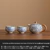 Blue & White Ru Kiln Ceramic Teapot featuring Intertwined Lotus Design – Xishi Style, Perfect for Home Tea Brewing, High-End Chinese Tea Set.