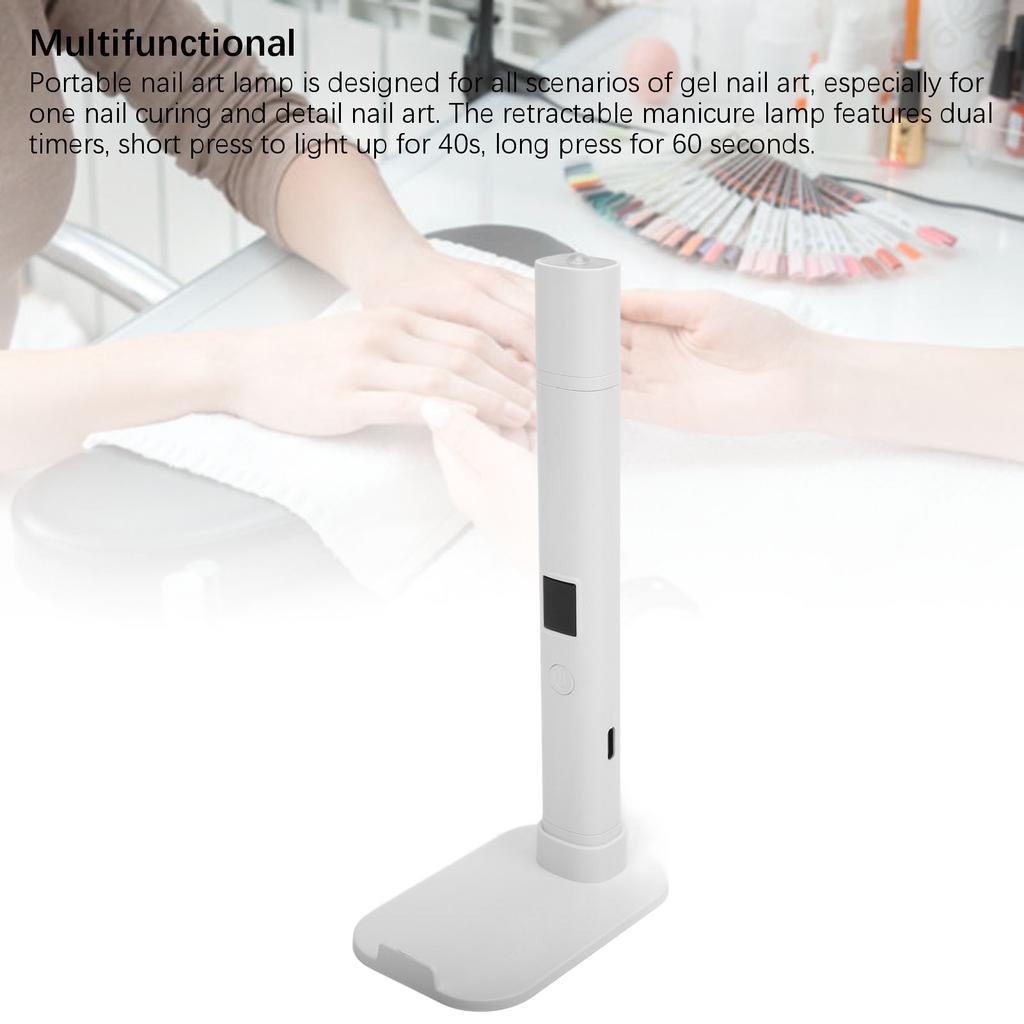 Ручная УФ-лампа Портативная УФ-светодиодная лампа для ногтей Перезаряжаемая Выдвижная УФ-лампа для ногтей с подставкой для дома и маникюрного салона