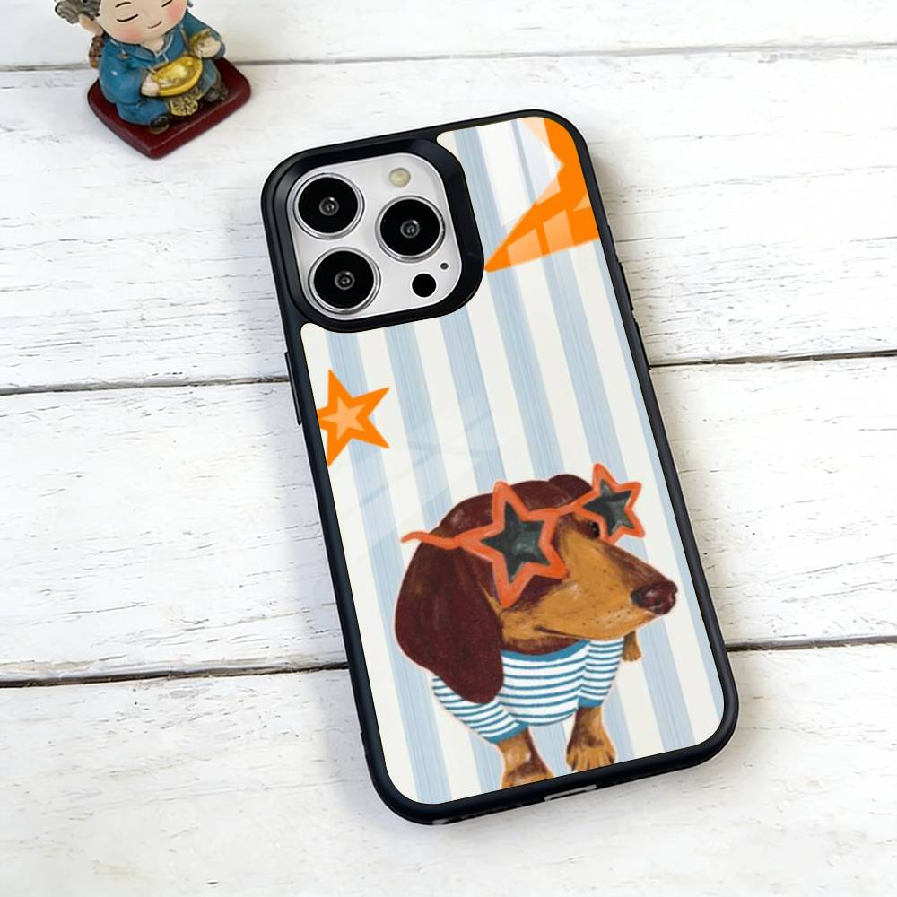 Милый Чехол для Телефона с Таксами Для iPhone17,16,15,14,13,12,11 Plus,Pro Магнитный Для Magsafe Беспроводной Зарядки