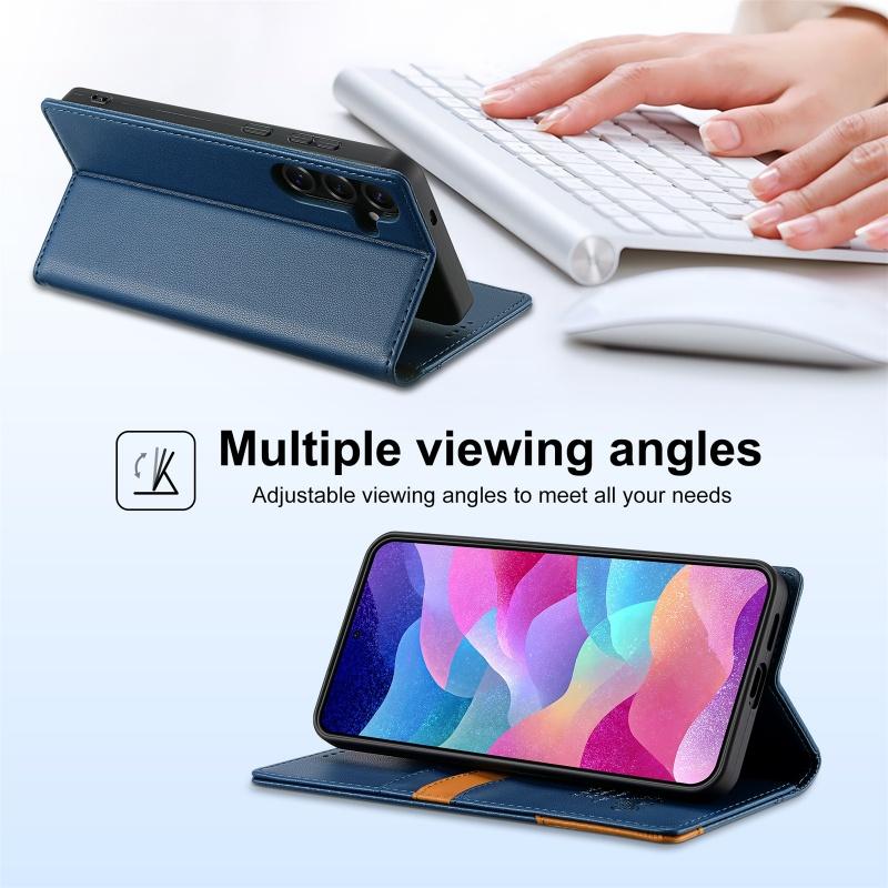 Магнитный противокражный кошелек-книжка из кожи с отделением для карт и телефона для Samsung Galaxy S25 Edge S24 Ultra S23 Plus S22 S21 S20 FE S10 Чехол