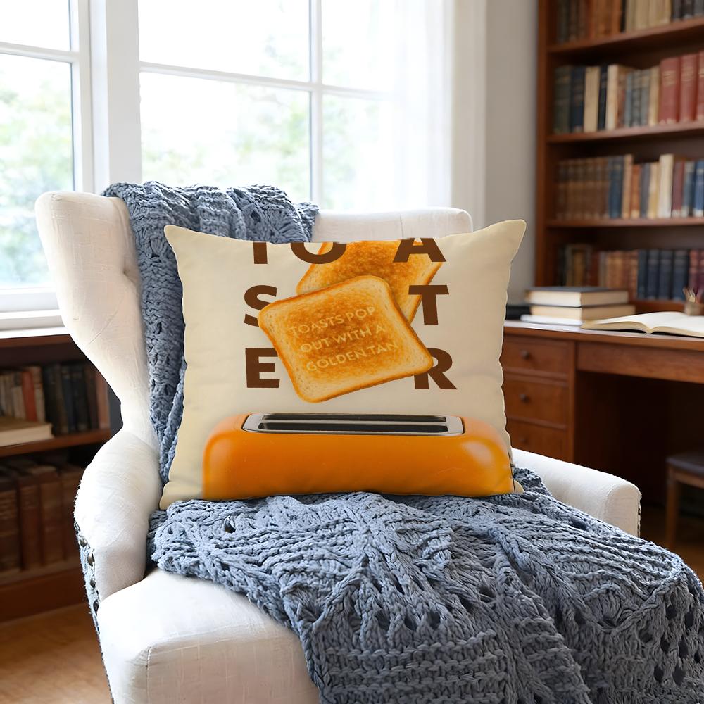 CreativeIdea Toast Cushion Cover Anti-Dust Mite Short Plush Pillowcase - Invisible Zipper Silky Soft Sofa Cushion Cover