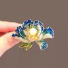 Elegant Peony Studded  Brooches For Women Girls Delicate Pink Blue Flower Pearl Brooch Pins Party Jewelry Gifts