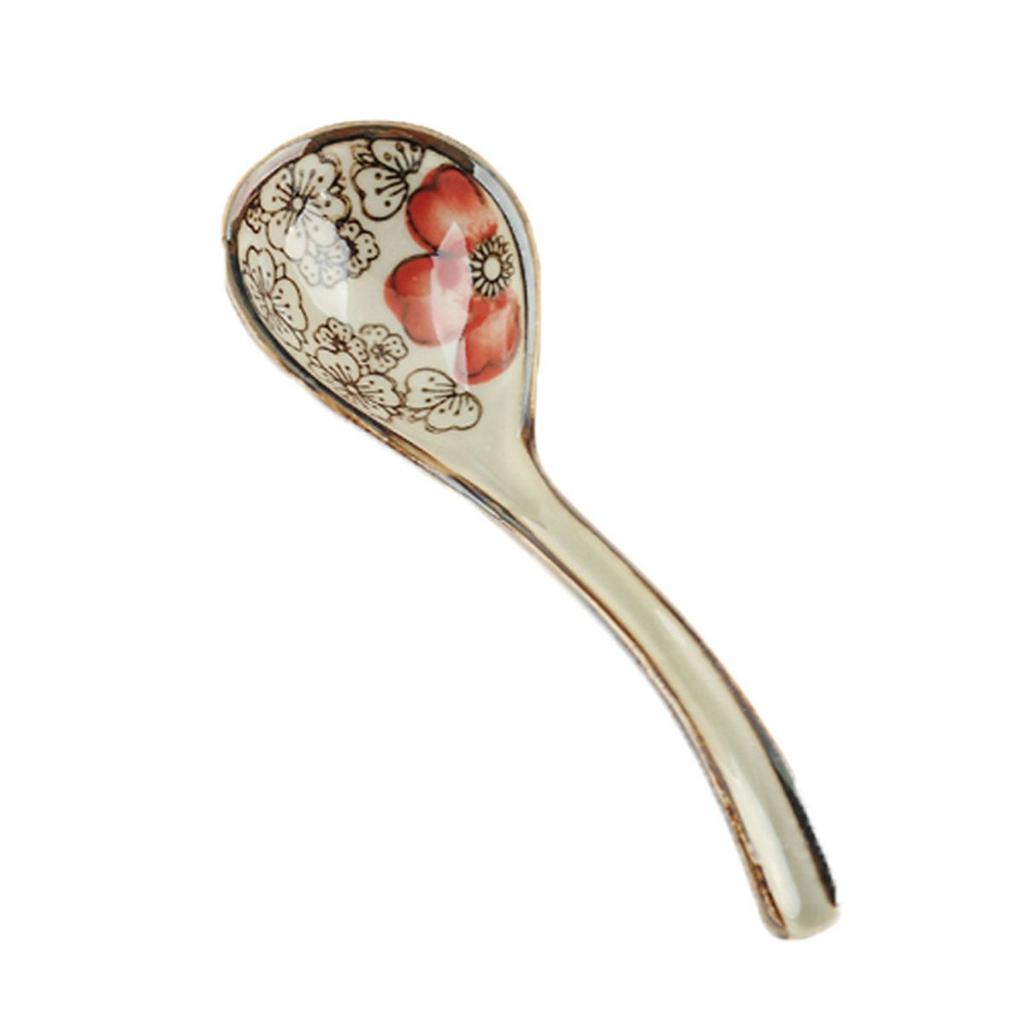 Adults Kids Mixing Eating Japanese Style Ceramic Tableware Kitchen Utensil Soup Spoons Cutlery