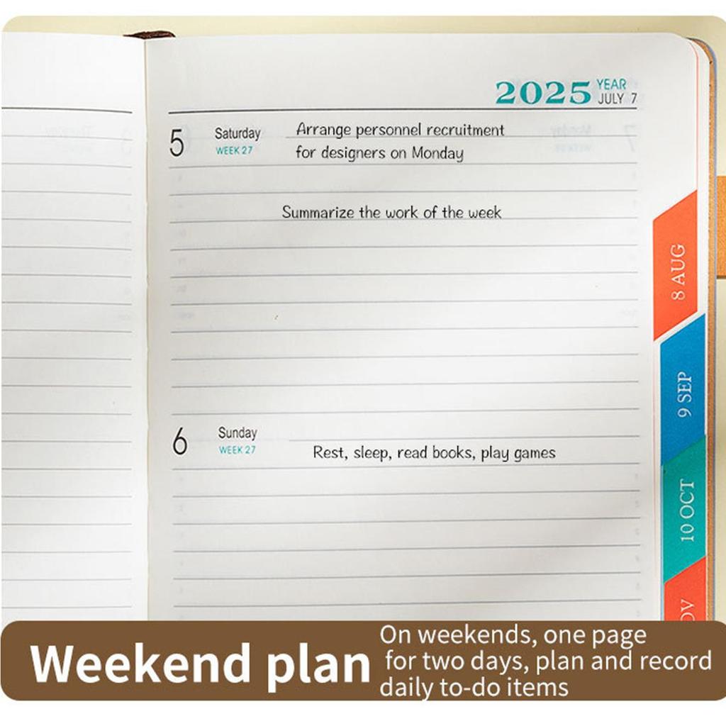 Деловой календарь на 2025 год, кожаный формат А5, внутренние страницы на английском языке, ежедневник для студентов, дневник учета на 365 дней, блокнот, заметки, 200 листов