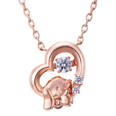 Cinnamoroll Sanrio Танцующий камень Ожерелье Открытое сердце Подвеска Розовое золото [Белый клевер] SACI-N052PG Женское