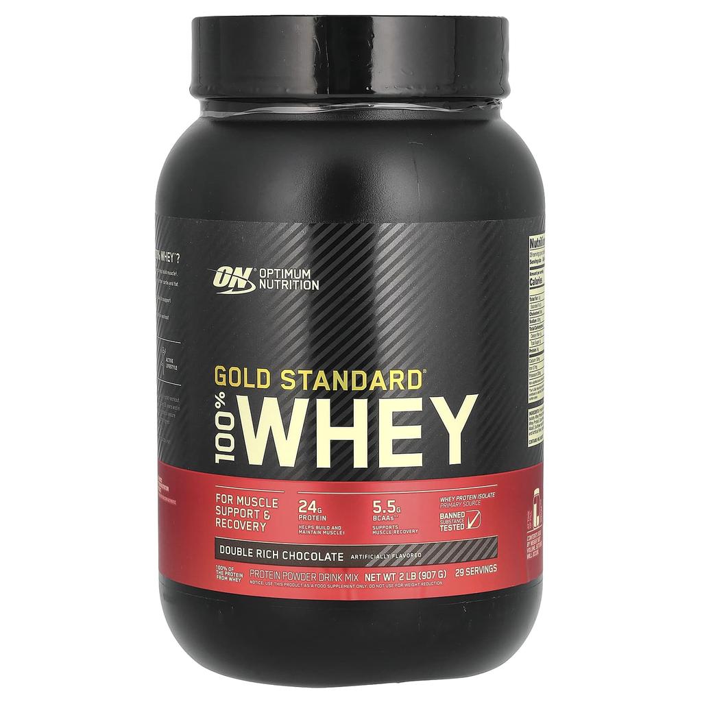 Optimum Nutrition Gold Standard 100% Whey, Double Rich Chocolate, 2 Lb (907 G)