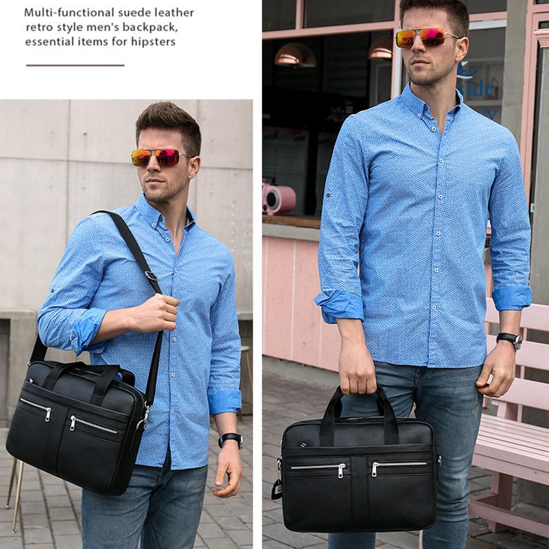 Мужской портфель из натуральной кожи, деловой портфель для ноутбука, литературный ретро-портфель для мужчин, вместительная водонепроницаемая и прочная легкая сумка через плечо