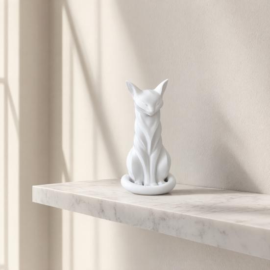 Скульптура кошки, 3D-печать, матовый белый, настольный декор с художественными линиями, домашние украшения для полки, минималистичный декор, подарок для любителей кошек