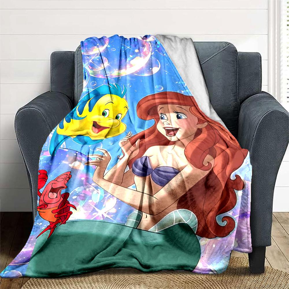 1pc Ariel Flounder blanket Lightweight Flannel Throw for Sofa Bed Travel Camping Livingroom Office Couch Chair