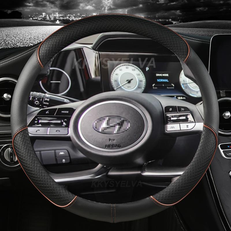 Чехол на руль автомобиля из искусственной кожи для Hyundai Tucson NX4 Elantra Sonata 10th, автоаксессуары