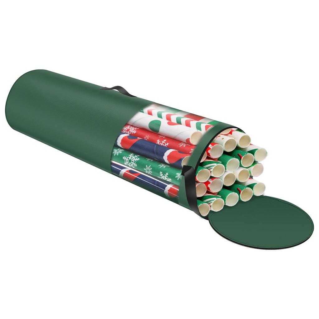 40-дюймовый мешок для хранения упаковочной бумаги, водонепроницаемая ткань Оксфорд, органайзер для рождественской подарочной упаковки с ручками, вмещает до 24 рулонов