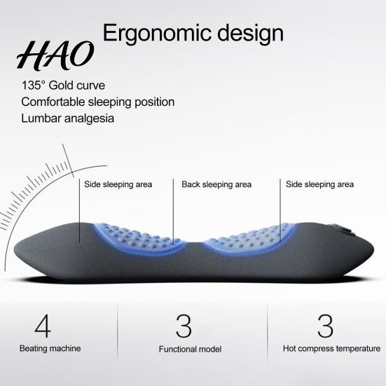 Waist Pad with Lasting Shape Retention Lumbar Support Pillow Deep Tissue Massager Heating & Vibration Breathable Memory Foam Cushion for Travel