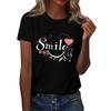 Женская футболка с круглым вырезом и коротким рукавом с принтом в виде буквы «улыбка»