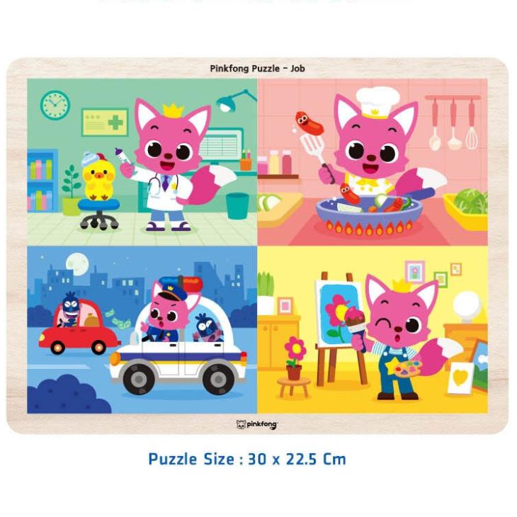 KC-Certified – Pinkfong Wooden Puzzle 24 Pieces (Job Theme / Daily Life Theme) 3 Options