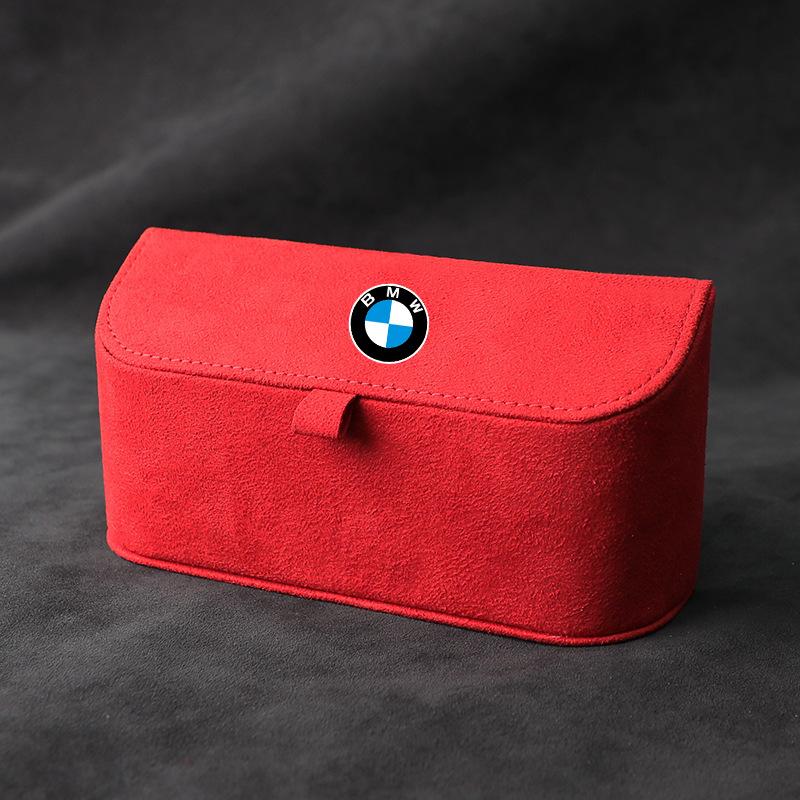 High-Quality Suede Car Sun Visor Glasses Box Car Badge Sunglasses Clips Glasses Box For BMW X1 X2 X3 X5 X4 X6 X7 G30 G20 G32 G11 QH9