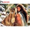 Huacan 5D Diamond Painting Beauty Leopard Mosaic DIY Painting Cross Stitch Pattern Embroidery Wall Sticker