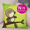 Alphabet Animal Print Throw Pillow Cover Educational Kids Cushion Case Home Decor