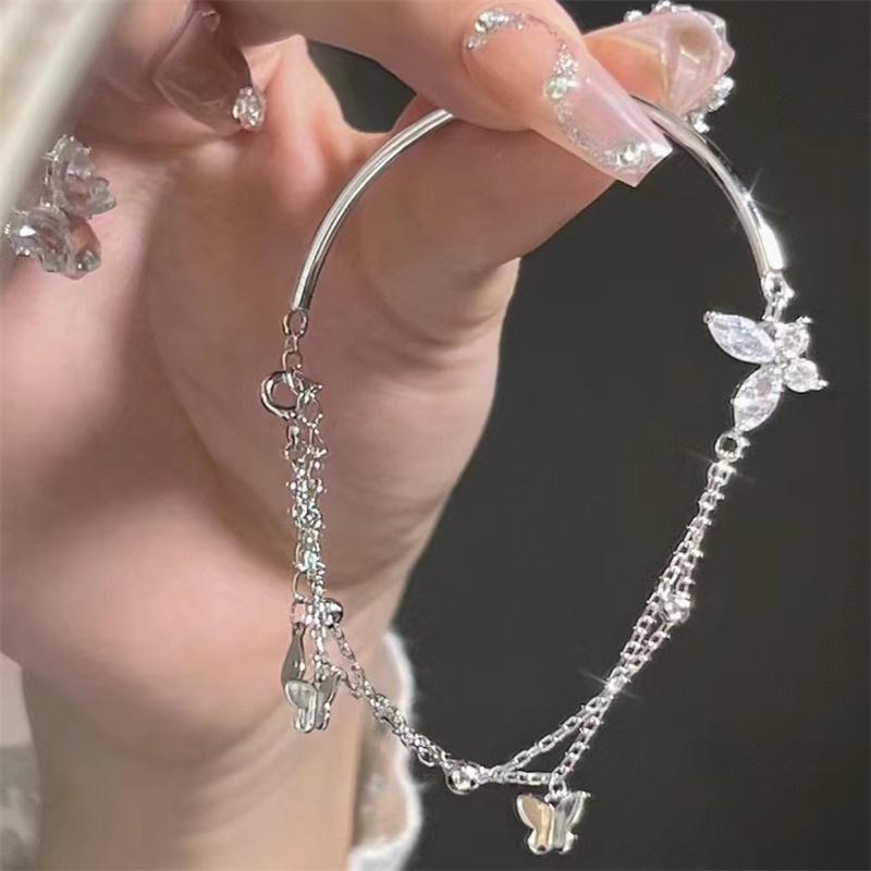 Корейский милый женский браслет с подвеской в ​​виде бабочки