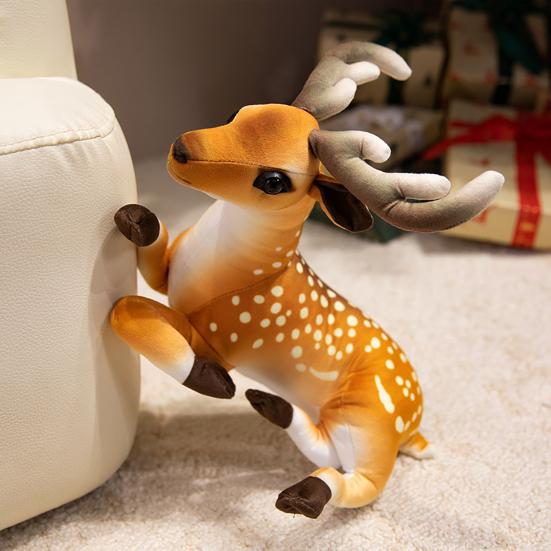 Плюшевая кукла-олень, фигурка лося, рождественское украшение в виде северного оленя с золотыми акцентами, праздничный сказочный рождественский декор